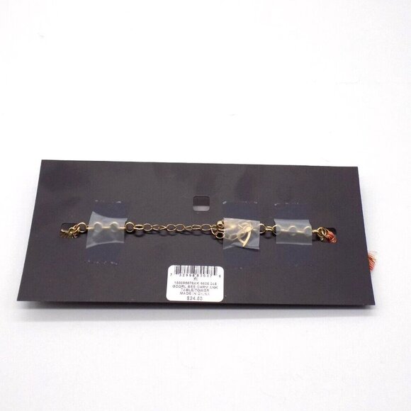 Thalia Sodi Anklet Faux Pearl Bee Red Flower Gold-tone Crystals 9" +1.5" ext. - Picture 2 of 5